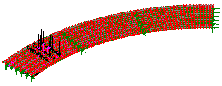 3 span curved girder bridge with HS20 loading on span 1